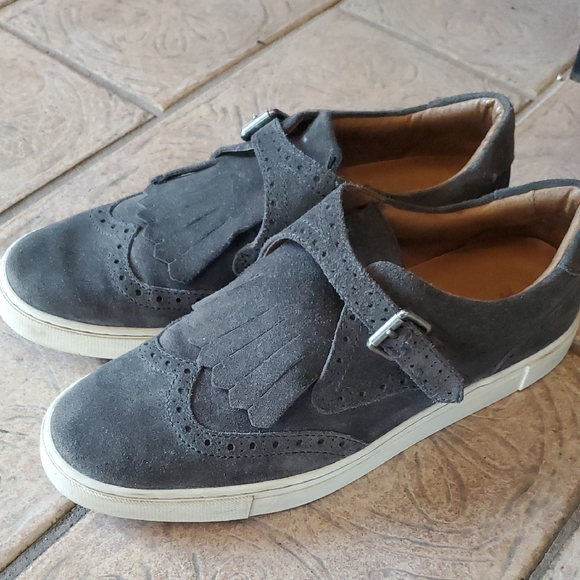 FRYE AND CO. Shoes - FRYE AND CO. Gray Suede Sneakers with Wingtip Brogue Design, 8